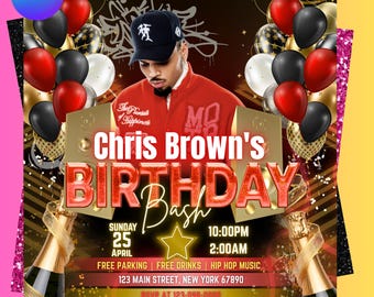Men's Birthday Party Flyer: Stylish Club Event Template (Canva)
