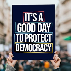 Protect Democracy Resist Protest Sign PRINTABLE, Anti-Trump Protest Poster Sign For March, Political Activist Rally Sign, Digital Download