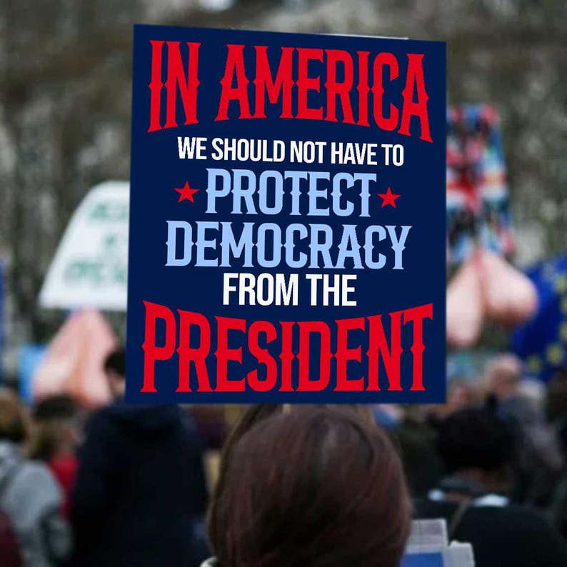 Protect Democracy Protest Sign For March, Anti Trump Yard Sign, 2025 Good Trouble Protest Poster, Printable Rally Sign,Digital Download