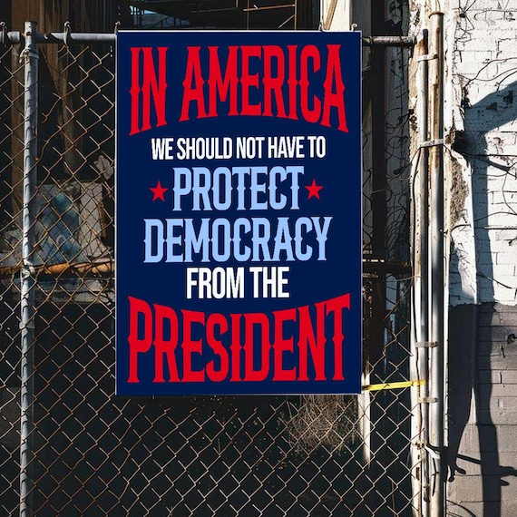 Protect Democracy Protest Sign: Good Trouble Poster, Anti Trump Yard Art (Digital Download)