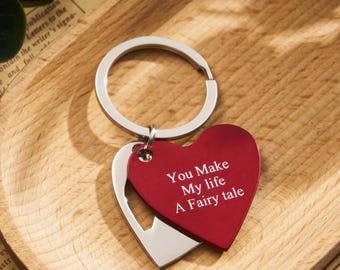 Two Hearts Key Chain With Custom Text, Personalized Heart Key Holder, Cute Key Chain For Her, Customized Text Engraved Key Ring For Mom