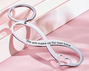 Llavero de infinito con grabado personalizado, llavero de infinito hueco personalizado para ella, llavero grabado personalizado, regalo para esposa