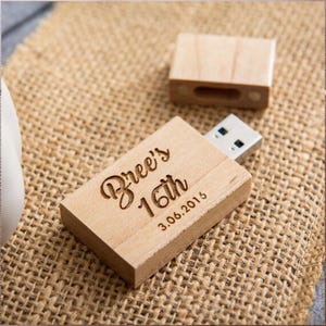 Custom Engraved USB with Couple Names and Date, Wooden Engraved USB, Personalized USB for Wedding Pictures, usb Flash Drive
