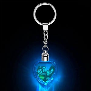 Laser Engraved Crystal Key Chain, Personalized Led Light Heart Key Ring, Customized Photo Key Chain, Custom Picture Key Ring, Key Holder