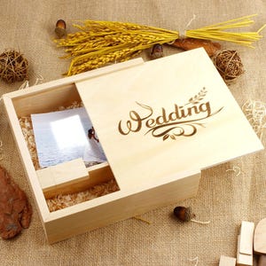 Unique Wooden Engraved USB Drive with Matching Engraved Keepsake Box, Custom USB Drive, Handmade Wood Box, Custom wedding Gift, Wedding USB.