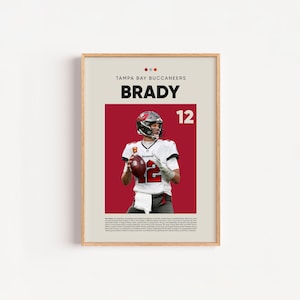 Tom Brady Poster, Tampa Bay Buccaneers Poster, NFL Wall Art, Minimalist Sports decor, NFL Fan Gift, Digital Download, NFL Decor