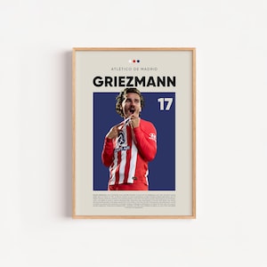 Antoine Griezmann Poster, Atletico Madrid Poster, Soccer Wall Art, Minimalist Sports decor, Sport Fan Gift, Digital Download, Home Decor
