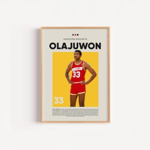 Hakeem Olajuwon Poster, Houston Rockets, Basketball Wall Art, Minimalist Sports decor, Sports Fan Gift, Digital Download, Man Cave Artwork