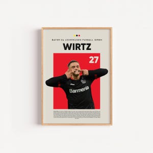 Florian Wirtz Poster, Bayer Leverkusen Poster, Soccer Wall Art, Minimalist Sports decor, Sport Fan Gift, Digital Download, Man Cave Poster