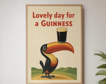 Guinness Tukan Poster • Vintage Bier Wandkunst • Druckbare digitaler Download • Hausbar Dekor