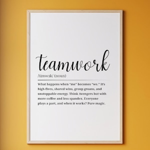Teamwork Definition Poster • Printable Wall Art • Fun Digital Download • Coworker Gift • Office Decor