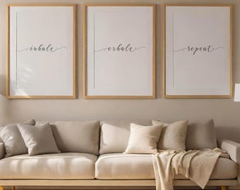 Inhale Exhale Wiederholungs-Druck-Set • Yoga Meditation Wand Kunst zum ausdrucken