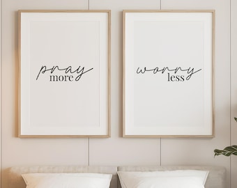 Pray More Worry Less Print • Christian Wall Art • Faith Based Printable Decor