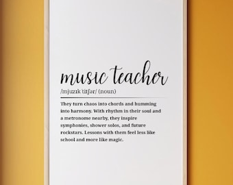 Music Teacher Definition Print • Music Instructor Gift Printable
