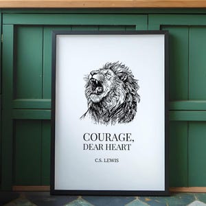 Courage Dear Heart C.S. Lewis Wall Art • C.S. Lewis Wall Decor • Book Page Printable Art • Inspirational Quote • Digital Download