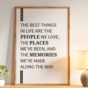 The Best Things in Life Wall Art • Motivational Quote Wall Decor • Positive Quote Printable Art • Typography Digital Download • Living Room