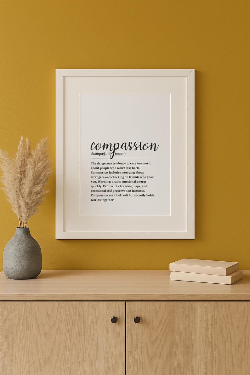Compasion Yellow Compassion Definition Poster • Kindness Wall Art • Inspirational ...