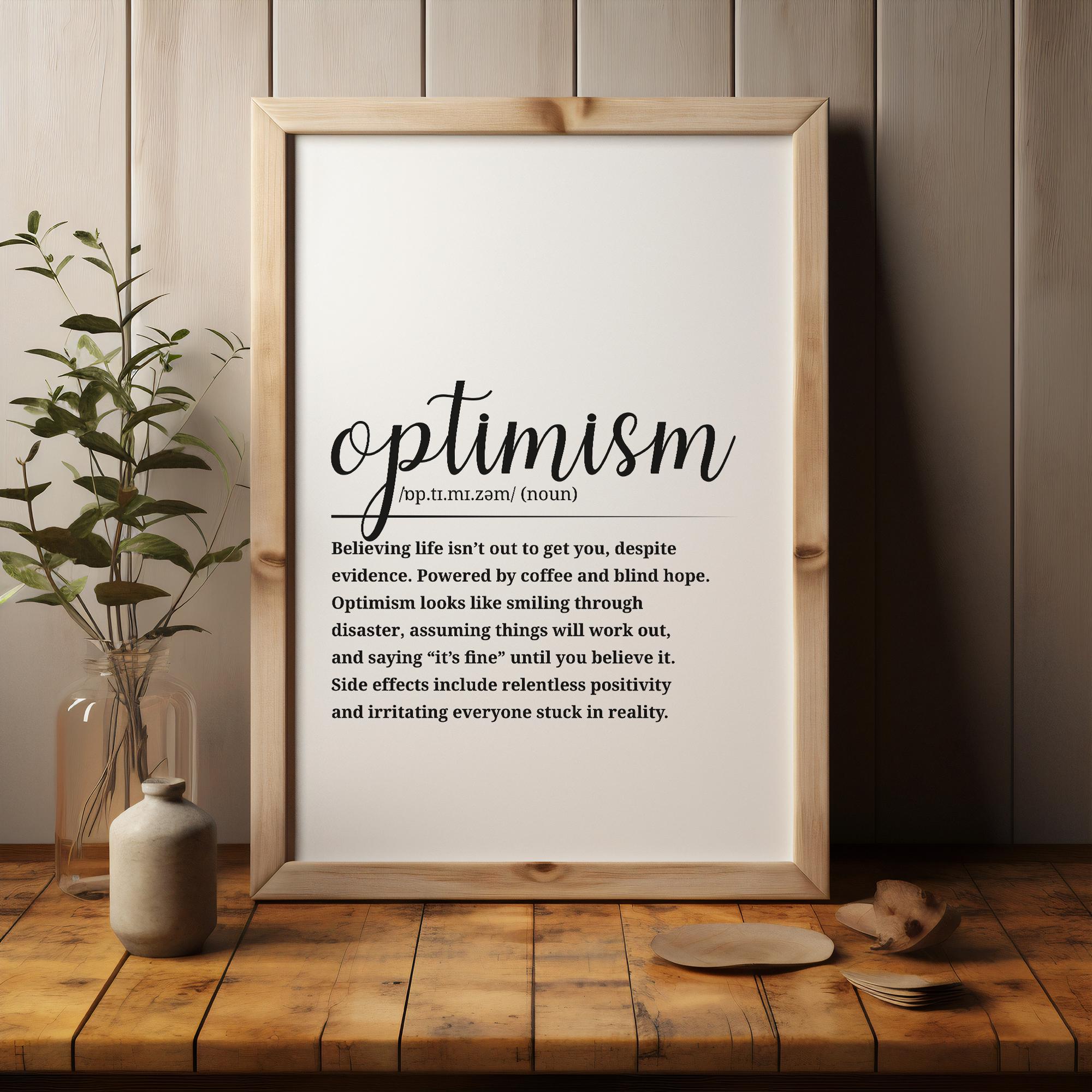 Optimism Definition Poster • Printable Inspirational Wall Art • Digital ...