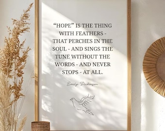 Emily Dickinson Hope Print • Literary Poetry Wall Art • Inspirational Poster