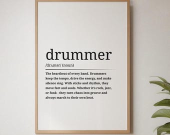 Drummer Definition Art Print • Musician Gift • Printable Wall Art