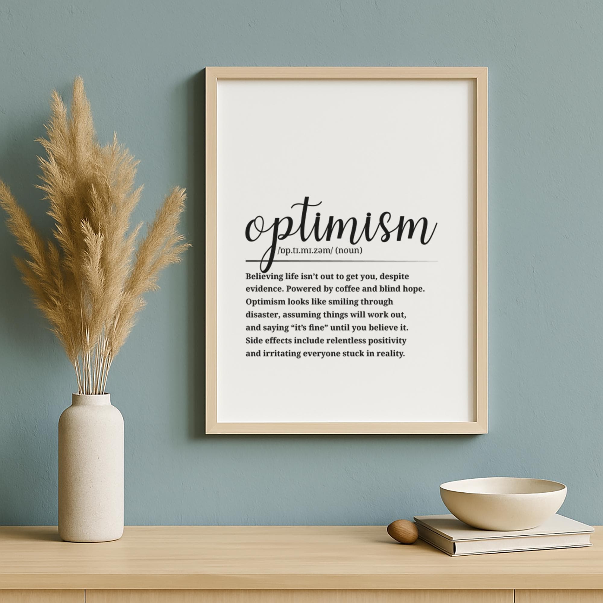 Optimism Definition Poster • Printable Inspirational Wall Art • Digital ...