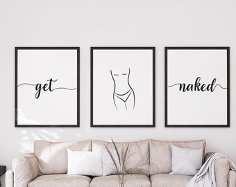 Get Naked Bathroom Sign • Funny Bathroom Wall Art Printable