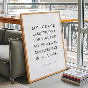 2 Corinthians 12:9 Wall Art • My grace is sufficient for you Wall Decor • Bible Verse Digital Print • Baptism Printable Art