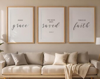 Per grazia siete stati salvati • Efesini 2:8 Arte murale cristiana