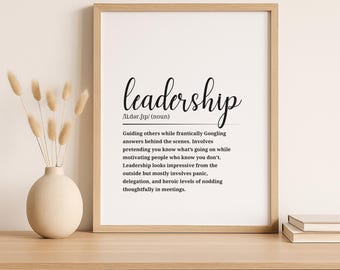 Leadership Definition Print • Motivational Office Decor • Teamwork Wall Art • Printable Poster