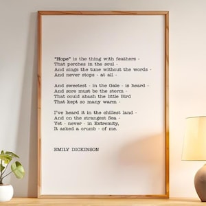 Emily Dickinson Zitat Print: Hope is the Thing with Feathers (Digitaler Download)