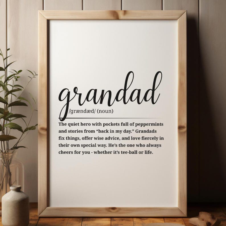 Grandad Definition Print • Grandpa Gift • Family Wall Art • Printable ...