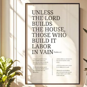 Psalm 127 Wandkunst: Christlicher Bibelvers Druck (Digitaler Download)