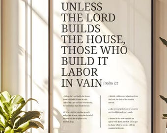 Psalm 127 – grafika ścienna: wydruk z wersetem biblijnym (do pobrania cyfrowego)