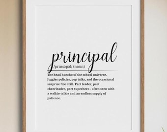 Impresión con la definición de director/a • Regalo para director/a de escuela • Decoración de pared para oficina • Imprimible de agradecimiento al director/a • Decoración administrativa