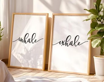 Inhale Exhale Print Set • Yoga Bedroom Wall Art Printable