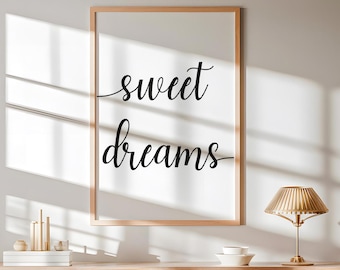 Lámina "Dulces sueños" • Decoración de pared para habitación infantil • Frase neutra sobre el sueño para imprimir