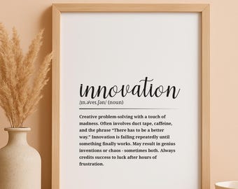 Wydruk z definicją innowacji • Grafika ścienna z kreatywnym nastawieniem • Plakat do druku w biurze