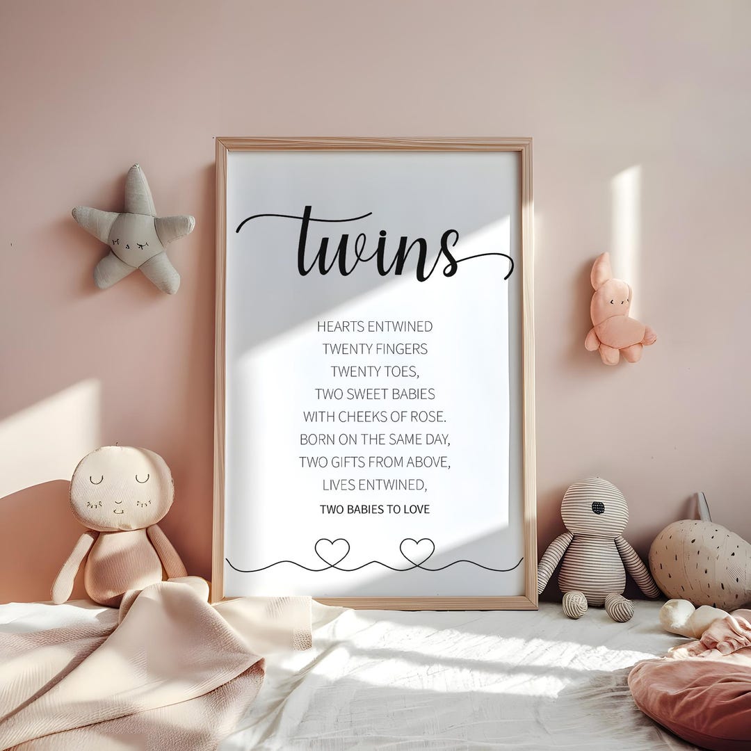 Twins Wall Art • Two Babies Nursery Wall Decor • Baby Room Digital ...