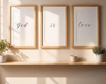 God Is Love Scripture Print • Christian Bedroom Wall Art Printable