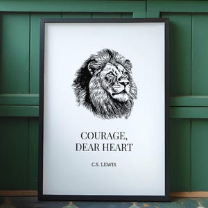 Courage Dear Heart C.S. Lewis Wall Art • C.S. Lewis Wall Decor • Book Page Printable Art • Inspirational Quote • Digital Download
