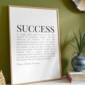 Success Wall Art • Ralph Waldo Emerson Wall Decor • Book Page Printable ...