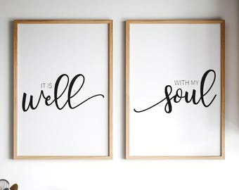 It Is Well With My Soul Print • Christian Bedroom Wall Art • Faith Based Printable • Neutral Decor