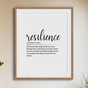 Resilience Definition Wall Art • Fun Printable Poster • Digital Download Gift • Unique Home or Office Decor
