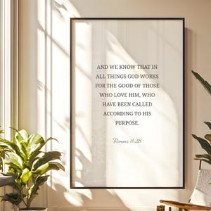 Romans 8:28 Wall Art • Christian Wall Decor • Scripture Digital Print • Bible Verse Printable Art