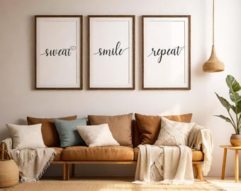 Sweat Smile Repeat Print • Motivational Fitness Wall Art Printable