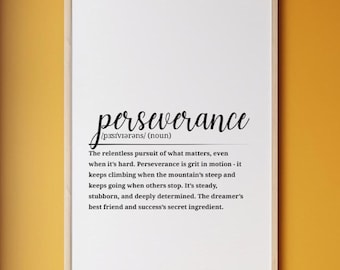 Doorzettingsvermogen Definitie Print: motiverende kantoor sportschool muurkunst (digitale download