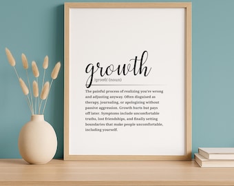 Growth Definition Print • Motivational Mindset Wall Art • Self Growth Printable Poster