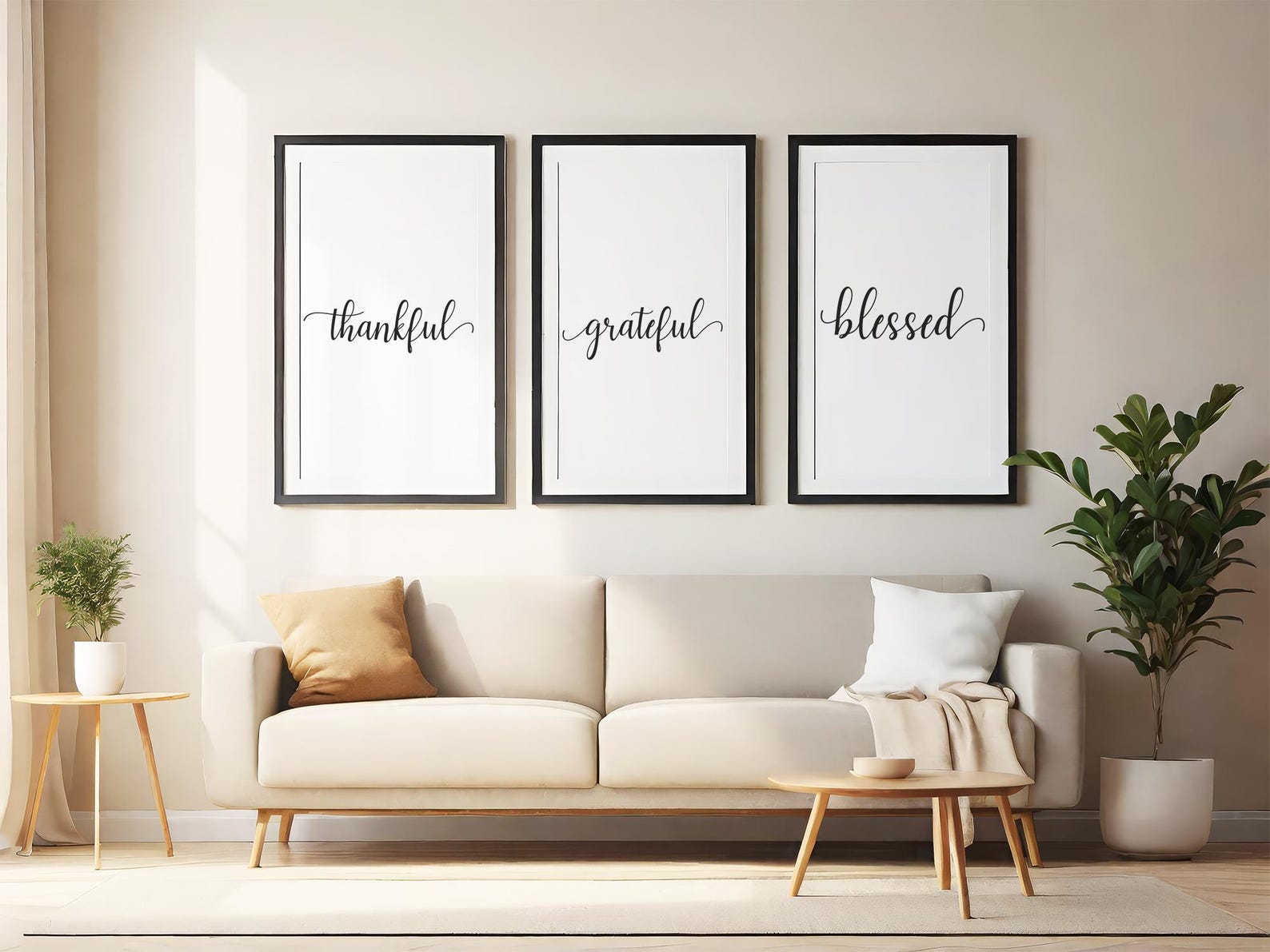 Thankful Grateful Blessed Wall Art Christian Home Decor Digital 