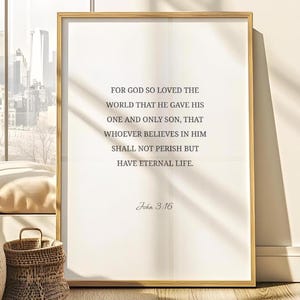 John 3:16 Wall Art • For God so Loved the World Wall Decor • Christian Digital Print • Bible Verse Printable Art