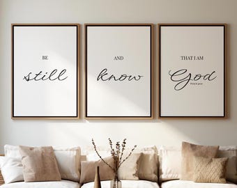Sei still und weiß, dass ich Gott bin • Psalm 46:10 Christliche Wandkunst zum Ausdrucken